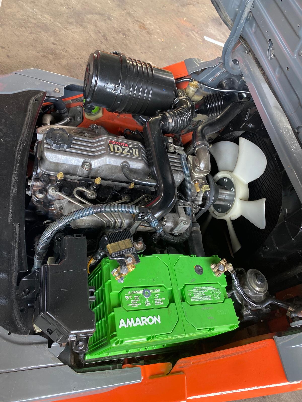 Reconditional forklift engine bay.